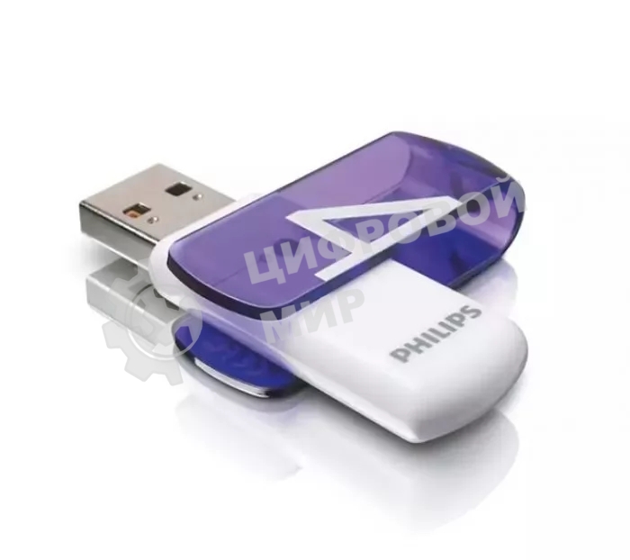 Флешка USB 4Gb PHILIPS VIVID2.0 4Gb, USB 2.0
