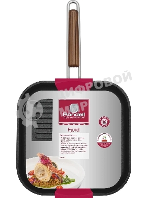 Сковорода-гриль Rondell Fjord RDA-1798, 26 см, без крышки, черный