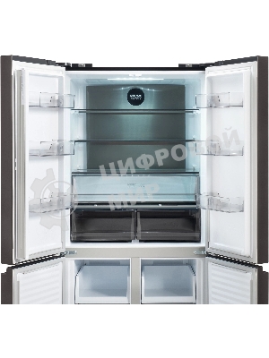 Холодильник Hyundai CM45043F черная сталь трехкамерный 270/135л морозилка снизу No Frost, Side by Side