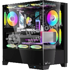 Компьютерный корпус AeroCool/Formula Crystal Z1M Plus FR черный без БП mATX 5x120мм 2xUSB 3.0 1xUSB3.1 audio bott PSU
