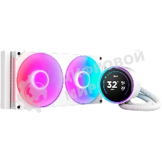 Система жидкостного охлаждения для ПК/Water Cooling System NZXT Kraken Elite 280 RGb (250W, 280мм, LED temp., белый/Fans: 2x140мм, 98.61CFM, 34.5dBA, 2000RPM/Pump height 65мм, 2800RPM, Rad thickness 27мм/S: 1851, 1700, 1200, 115X, AM5, AM4)