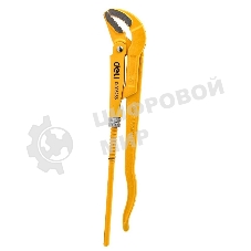 Трубный рычажный ключ №2 с изогнутыми губками Deli DL105255 420мм, раскрытие губок 0-55мм, сталь Cr-V