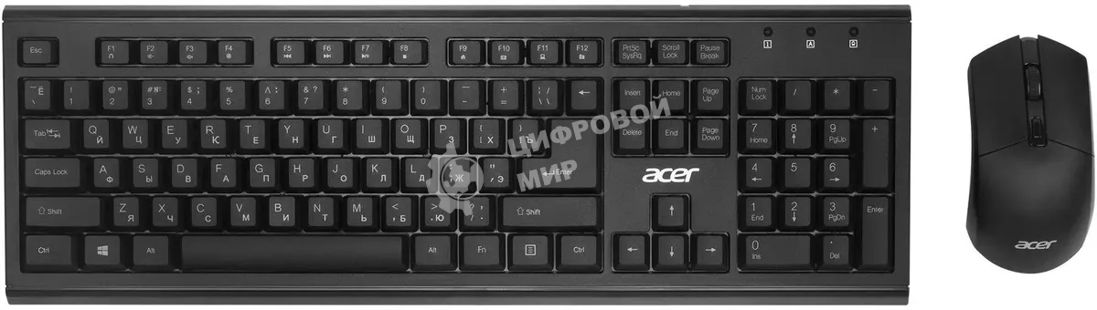 Комплект клавиатура+мышь Acer OKR120 беспроводной, USB, 1600 DPI, чёрный