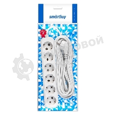 Удлинитель Smartbuy, 6 гнезд 10 метров 16А/3,5 кВт с заземлением ПВС 3х1,0 (SBE-16-6-10-Z)