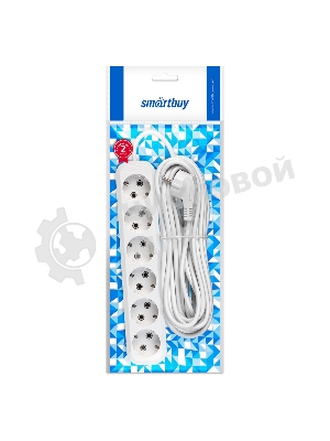 Удлинитель Smartbuy, 6 гнезд 10 метров 16А/3,5 кВт с заземлением ПВС 3х1,0 (SBE-16-6-10-Z)