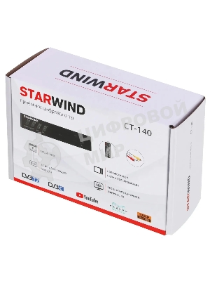 Приставка для цифрового ТВ Starwind CT-140 черный, DVB-T2, DVB-T, DVB-C, HDMI, USB 2.0 х2