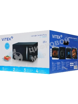 Микроволновая печь Vitek VT-MW1425 черный, 25 л, 900 Вт, переключатели - кнопки, поворотные переключатели