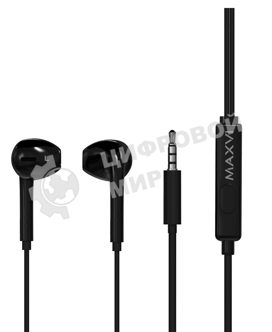 Проводные наушники Maxvi MHF-15 Easy черный, вкладыши, проводной (Jack 3.5 мм), встроенный микрофон