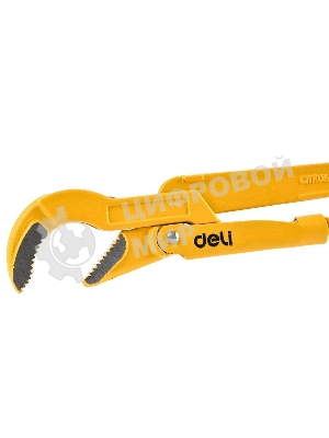 Трубный рычажный ключ №2 с изогнутыми губками Deli DL105255 420мм, раскрытие губок 0-55мм, сталь Cr-V