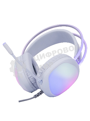 Гарнитура Marvo HG8959 Lumi 40 белый, проводная, 2×3.5 мм, микрофон с отключением, RGB-подсветка