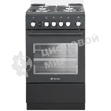 Плита Газовая De Luxe 5040.40г (кр) ЧР-015 черный (стеклянная крышка) реш.чугун