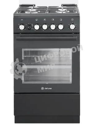 Плита Газовая De Luxe 5040.40г (кр) ЧР-015 черный (стеклянная крышка) реш.чугун