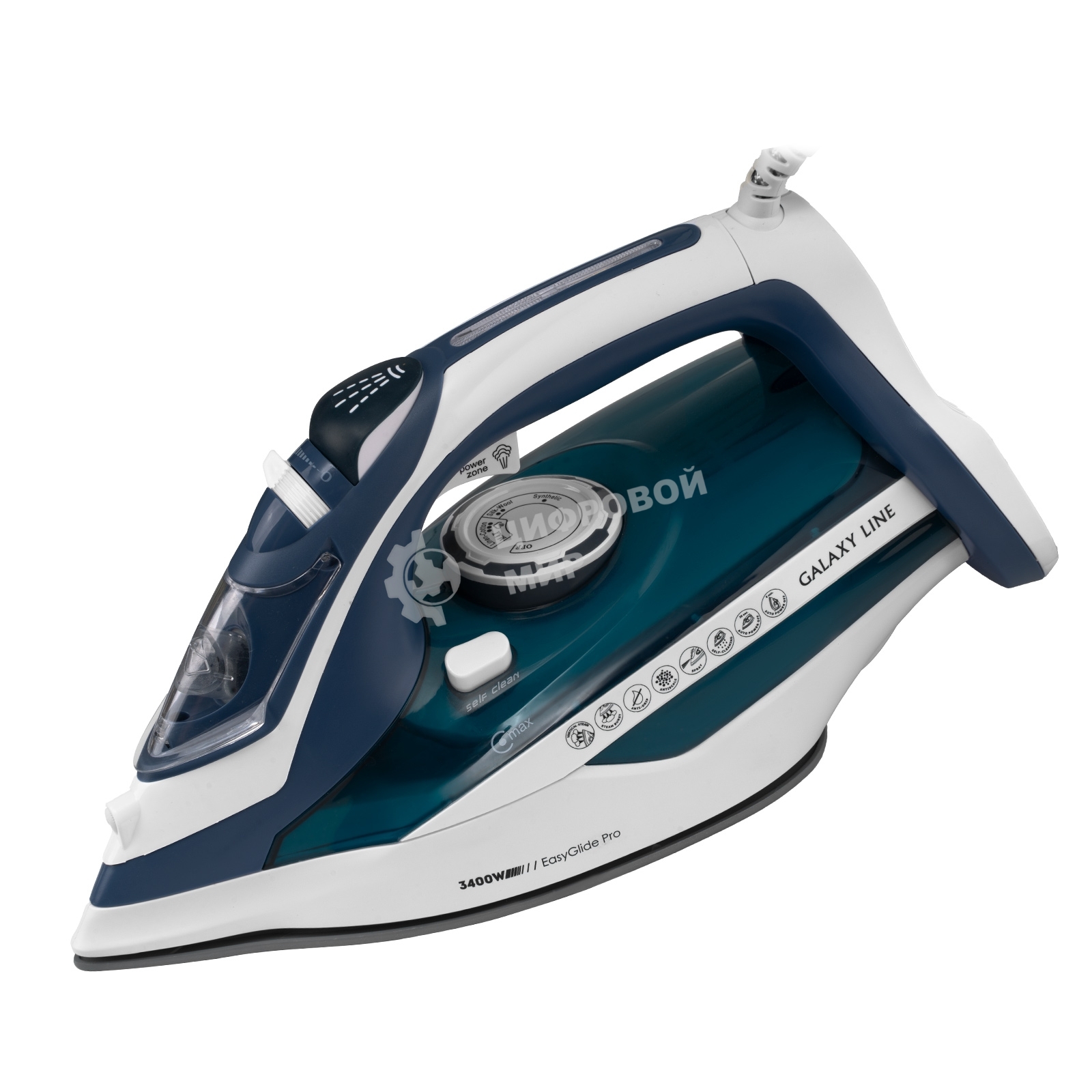 Утюг Galaxy Line GL 6138 бирюзовый, 3400 Вт, 80 г/мин, 240 г/мин, 450 мл