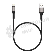 Дата-кабель Maxvi MC-21L USB-Lightning 2.4А, 1м, black-grey