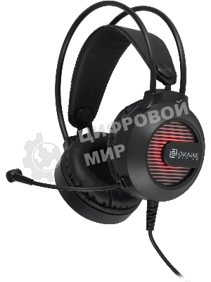 Гарнитура Oklick HS-L300G чёрный, проводная, 3.5 мм, подсветка