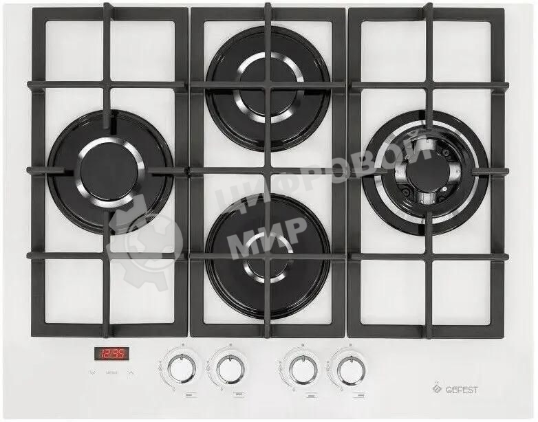 Газовая варочная панель Gefest ПВГ 2231-02 Р12, 4 конфорки, закаленное стекло, белый