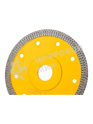 Диск алмазный отрезной Denzel 125 х 22,2мм, сплошной, супертонкий, горячий пресс, сухой/мокрый рез