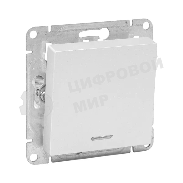 Механизм выключателя EKF UP1-SWA-14 одноклавишный, с подсветкой, алюминий Эпика