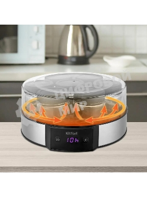 Йогуртница Kitfort КТ-6295 20Вт 7б. 190мл упр.:электрон. серебристый/черный