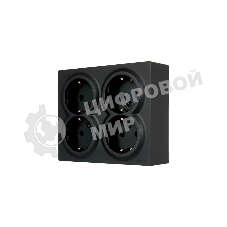Розетка 4-мест. с заземл. LEZARD LETO 752-4200-127BDP закрытый корпус ПБТ черный бархат