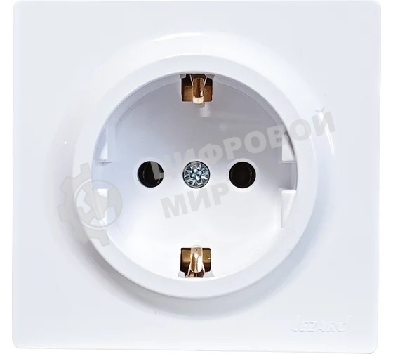 Розетка 1-мест. с заземл. LETO ПБТ белый LEZARD 752-0200-122B