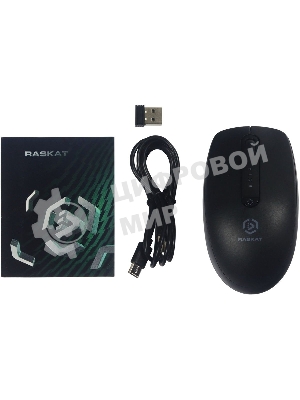 Мышь беспроводная Raskat M002WBR черный, 1600 dpi, радиоканал, Bluetooth, USB, кнопки - 4