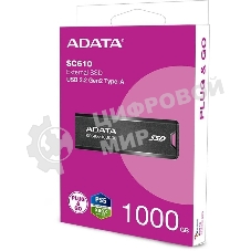 Внешний SSD ADATA SC610, 1TB, USB 3.2 Gen 2 Type-A, R/W 550/500, черный