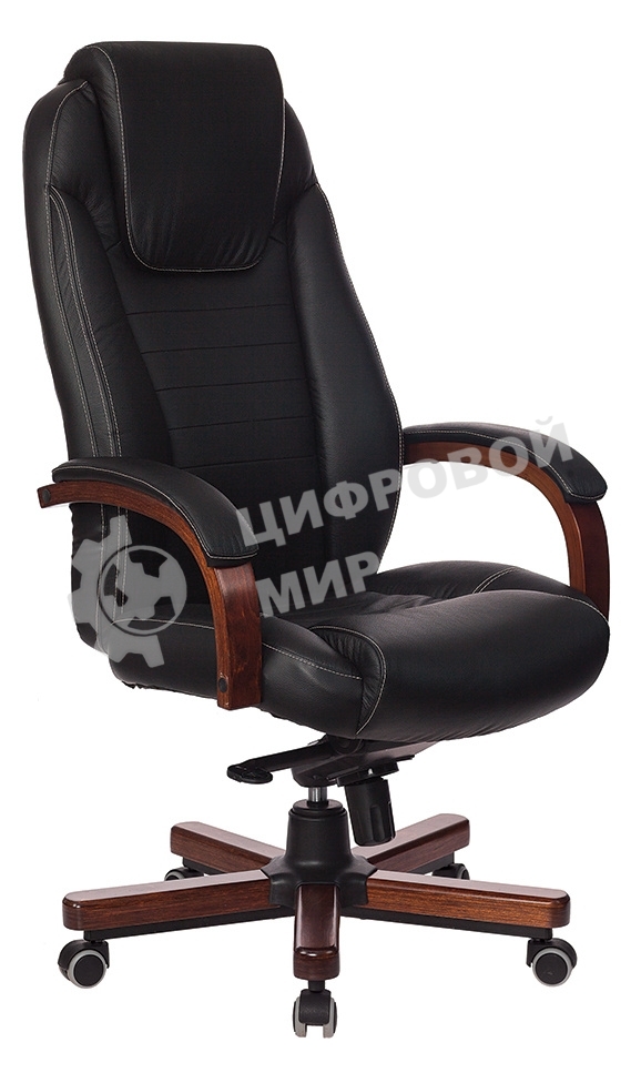 Кресло Бюрократ T-9923WALNUT/BLACK черный, кожа