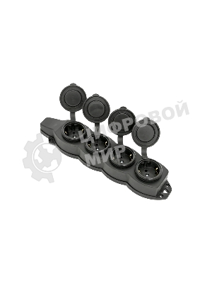 Розетка EKF RPS-020-16-230-44 PROxima четырехместная с защитными крышками каучуковая 230В 2P+PE 16A IP44