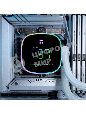 Система жидкостного охлаждения Thermalright Frozen Horizon 240 Digital (240мм, LED temp., White, ARGB/Fans: 2x120мм, 68.9CFM, 28.2dBA, 2000RPM/Pump height 53.2мм, Rad thickness 27мм/S: 1700, 1200, 1851, 115X, AM5, AM4)