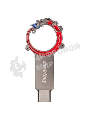 Флешка USB SmartBuy Metal Snake Dual (SB32GB3MSN), 32Gb, USB 3.0/3.1, R/W 75/30, серебристый/красный