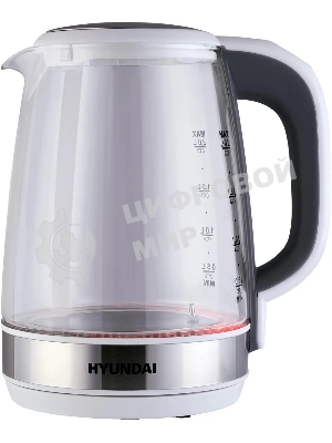Чайник электрический Hyundai HYK-G8880 2 л, 2200 Вт, серый/серебристый корпус: стекло