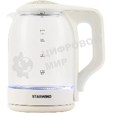 Чайник электрический StarWind SKG1056 1.8 л, 2000 Вт, белый/прозрачный