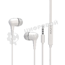 Проводные наушники Maxvi MHF-16 Easy белый, внутриканальные, проводной (Jack 3.5 мм), встроенный микрофон