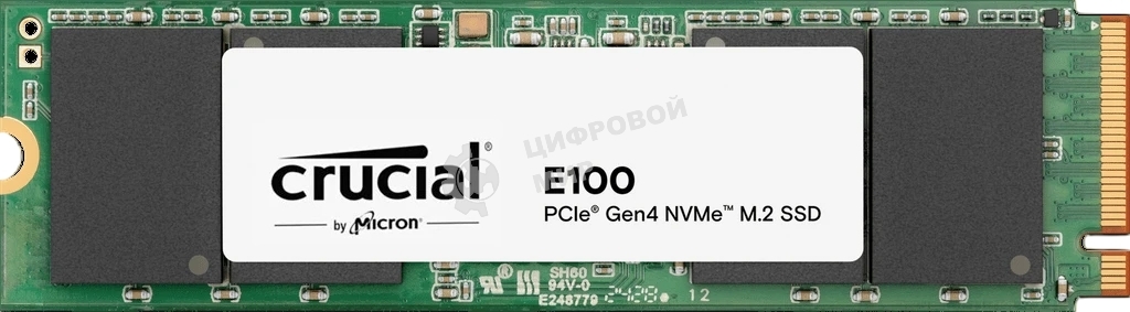Накопитель SSD Crucial 2Tb E100 M.2 (PCIe 4x4, up to 5000/4000MBs, 3D NAND, NVMe, 100TbW, 22х80мм)