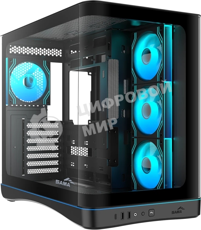 Корпус SAMA V62S, Midi-Tower, чёрный, 4 x 120 мм