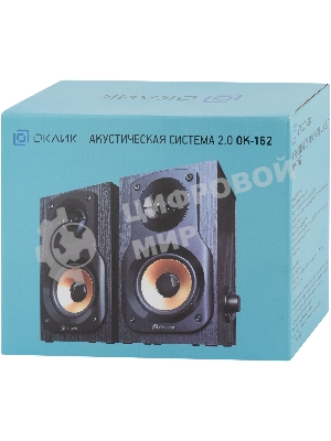 Акустическая система Oklick OK-162 2.0 темное дерево 8Вт