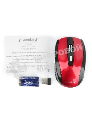 Мышь беспроводная Gembird MUSW-330-3 красный, 2400 dpi, радиоканал, USB, кнопки - 6