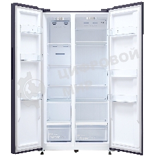 Холодильник LEX LSB530BlID wind черный стекло двухкамерный 283/183л морозилка слева, Total No Frost, Side by Side