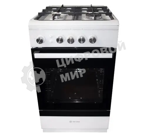 Плита газовая De Luxe 506040.24Г ЧР белый, конфорок 4 шт, духовка 54 л, 50 см x 85 см x 60 см