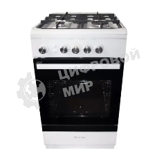 Плита газовая De Luxe 506040.24Г ЧР белый, конфорок 4 шт, духовка 54 л, 50 см x 85 см x 60 см