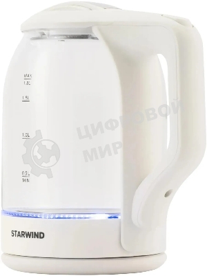 Чайник электрический StarWind SKG1056 1.8 л, 2000 Вт, белый/прозрачный
