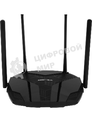 Двухдиапазонный роутер MERCUSYS MR80X AX3000 Wi-Fi 6, до 574 Мбит/с на 2,4 ГГц + до 2402 Мбит/с на 5 ГГц,4 фиксированные внешние антенны, 3 гигабитных порта LAN, 1 гигабитный порт WAN