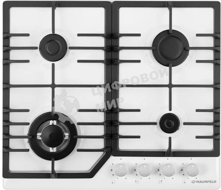 Газовая варочная панель Maunfeld EGHE.64.43CW/G, 4 конфорки, эмалированная сталь, белый