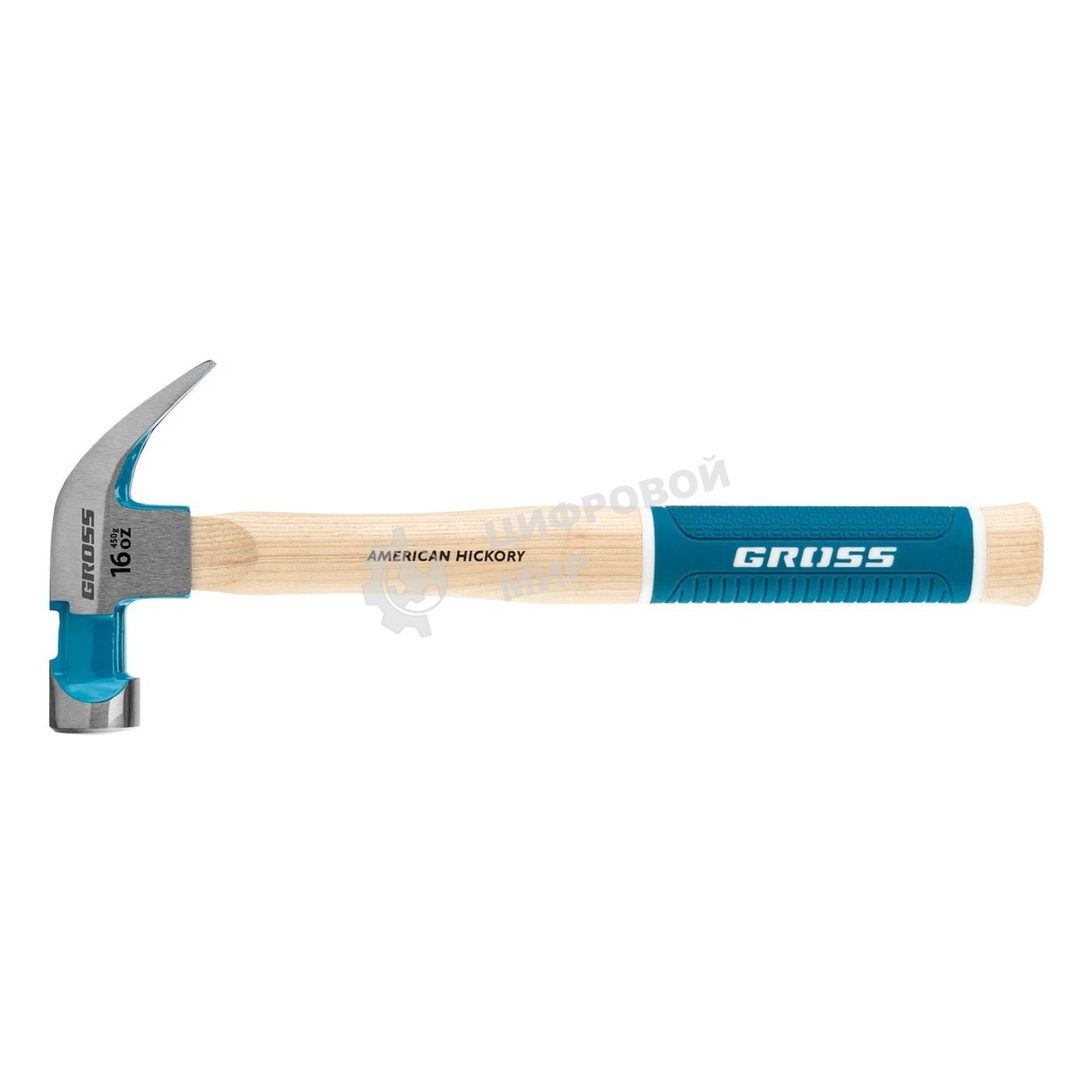 Молоток-гвоздодер Gross AMERICAN HICKORY 450 г, угол 45, магнит, обрезиненная рукоятка
