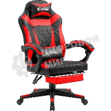 Кресло Defender CRUISER BLACK/RED черный/красный, экокожа, подставка для ног