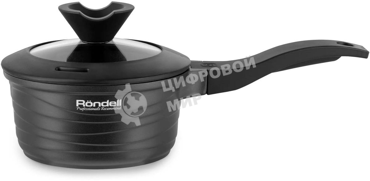 Ковш Rondell Walzer RDA-764, 1.3л, 16см, с крышкой, черный
