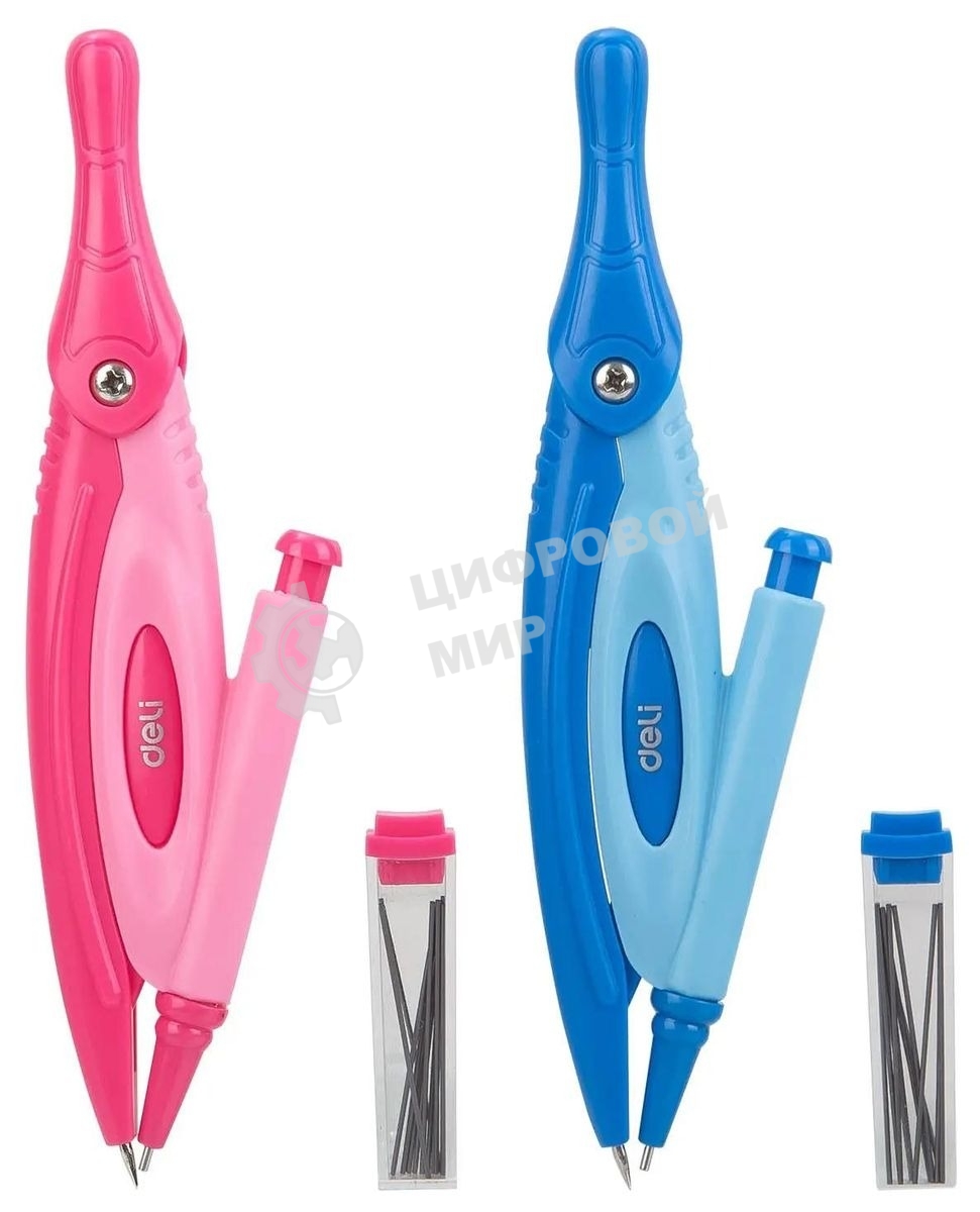 Циркуль Deli EG20002, в комплекте: набор грифелей