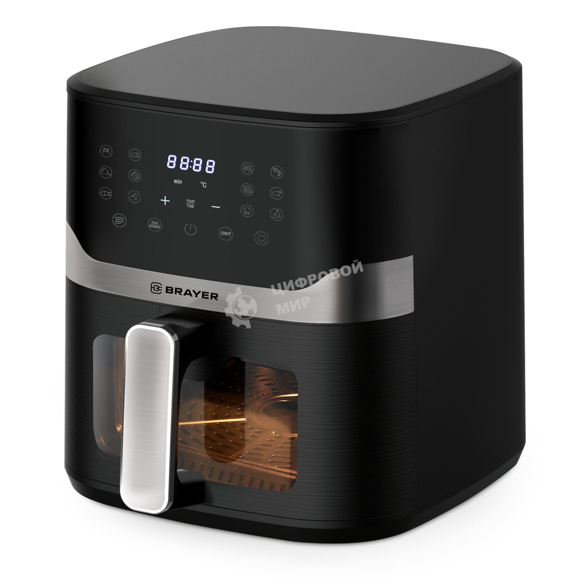 Аэрогриль Brayer BR2040 черный, 1800 Вт, 10 л, сенсор, 12 программ