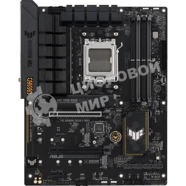 Материнская плата ASUS TUF GAMING B650E-PLUS WIFI, AM5, AMD B650, 4xDDR5, 4xSATA, 3xM.2, 1xPCIe 5.0 x16, 1xPCIe 4.0 x4, 2xPCIe 4.0 x1, 1xDisplayPort, 1xHDMI, 1x2.5Gb LAN, Wi-Fi 6E, Bluetooth 5.3, 1xUSB-C 20Gbps, 3xUSB-A 10Gbps, 6xUSB-A 2.0, 5x3.5 мм, 7.1, ATX